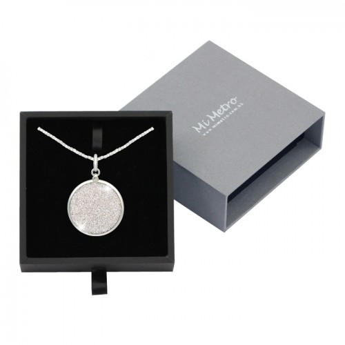 MiMetro x SWAROVSKI銀色水晶飾布成人八達通配方形鐵石長頸鏈套裝