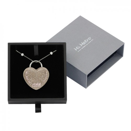 香檳色閃沙迷你心形MiMetro成人八達通配白色仿鑽長頸鏈套裝