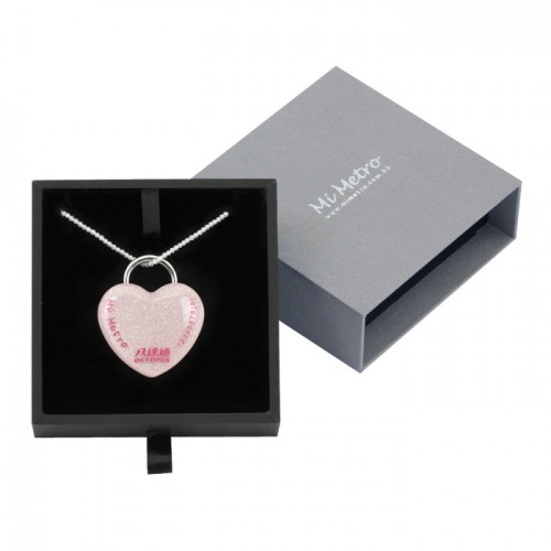 粉紅色閃砂迷你心形MiMetro成人八達通配白色水晶長頸鏈套裝